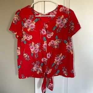 Floral Red Cropped Top